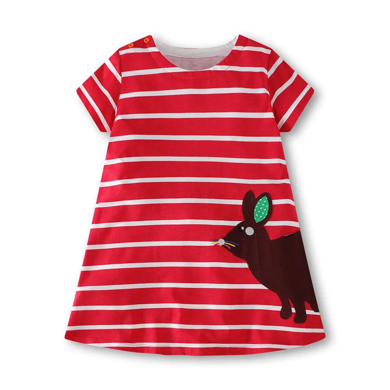 Лидер продаж; летние платья с вышивкой для маленьких девочек; детское платье наивысшего качества с аппликацией в виде Милых птиц; новое дизайнерское платье - Цвет: T186029 bunny