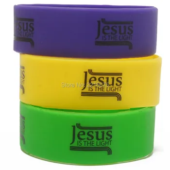 

300pcs One inch Religious Jesus Is The Light wristband silicone bracelets free shipping by DHL express