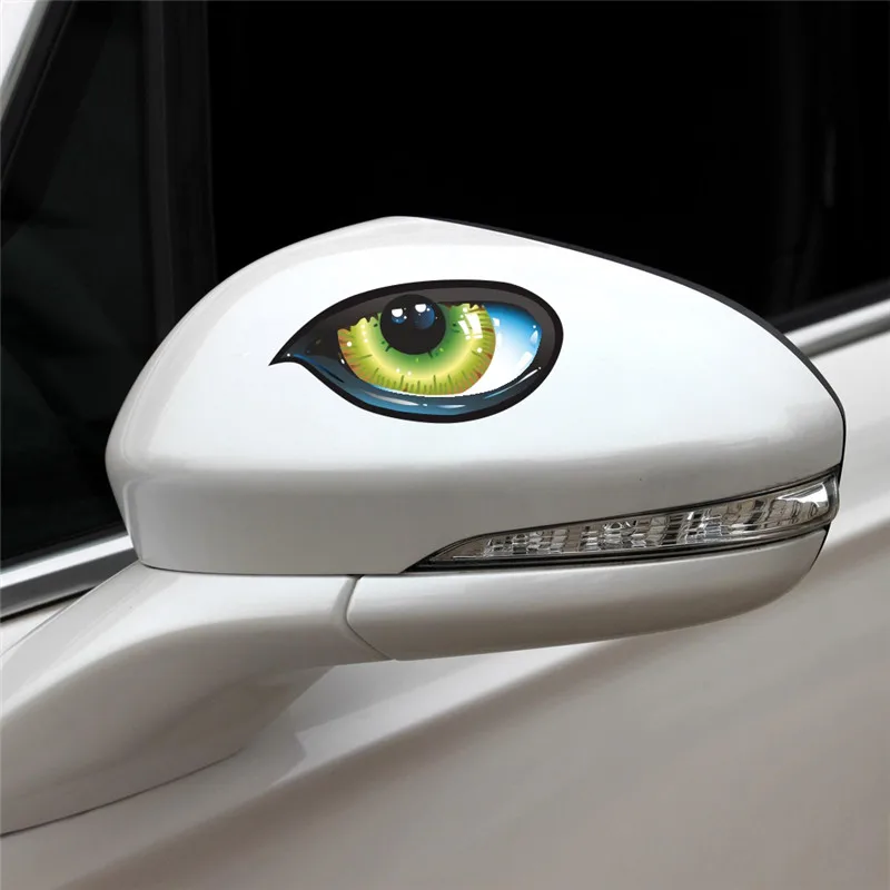 1 пара 3D забавные Светоотражающие зеленые кошачьи глаза наклейки для автомобиля