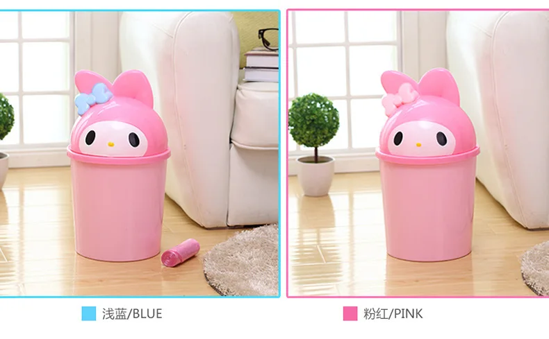 Cute Cat Table Bedroom Mini Trash Bin for Car Storage Bins Waste Basket with Lid Bathroom Trash Can Living Room Recycle Bin Pink