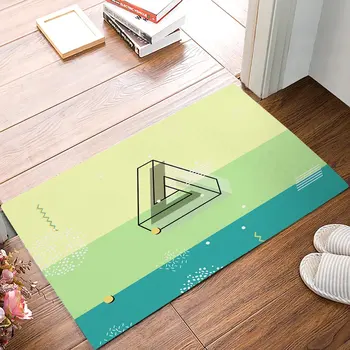 

Modern Penrose Triangle Stripe Dot Waves Green And Yellow Door Mats Kitchen Floor Bath Entrance Rug Mat Absorbent Indoor Rubber