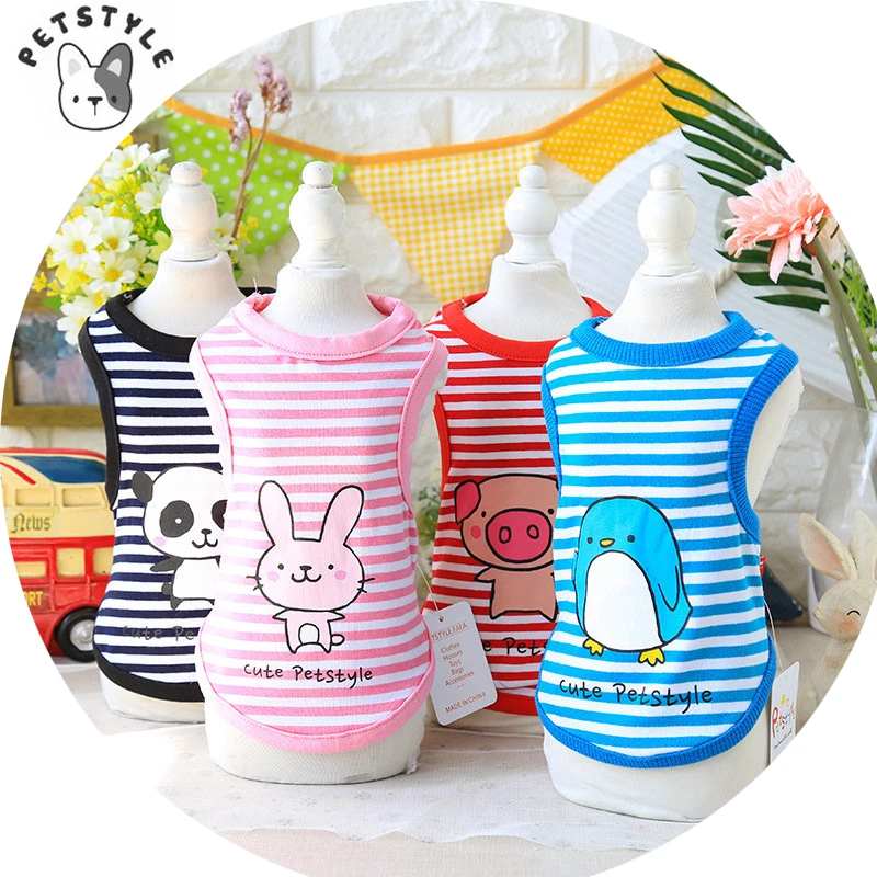 

Cartoon Striped Dog Vest T-Shirts Summer Pet Cat Clothes Tank Top Puppy Clothing Costume for Yorkie Chihuahua Petstyle