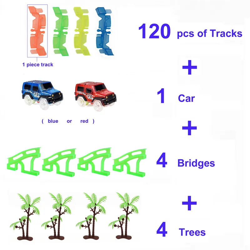 Shineheng светящиеся гоночные дорожки наборы изгиб гибкий трюк дорога сборки Игрушка пластик пересечение/туннель/Арка мост/led автомобилей - Цвет: Черный