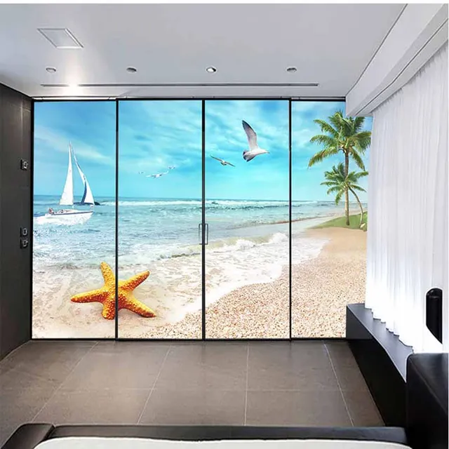 Customized sliding door glass window electrostatic film balcony