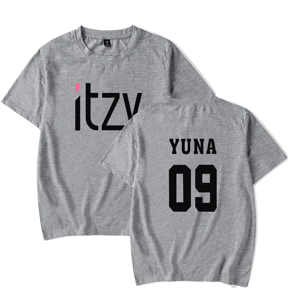 Camiseta con estampado de ITZY para hombre y mujer, ropa moderna de Hip Hop  de manga corta, ITZY YUNA 09, gris, XXS 4XL|Camisetas| - AliExpress