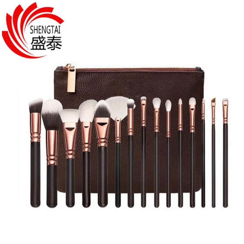 

Brand makeup 8 12 15 pieces Black Premium hair Big Powder Foundation blusher eye shadow Contour Makeup brush set Cosmetic Pouch