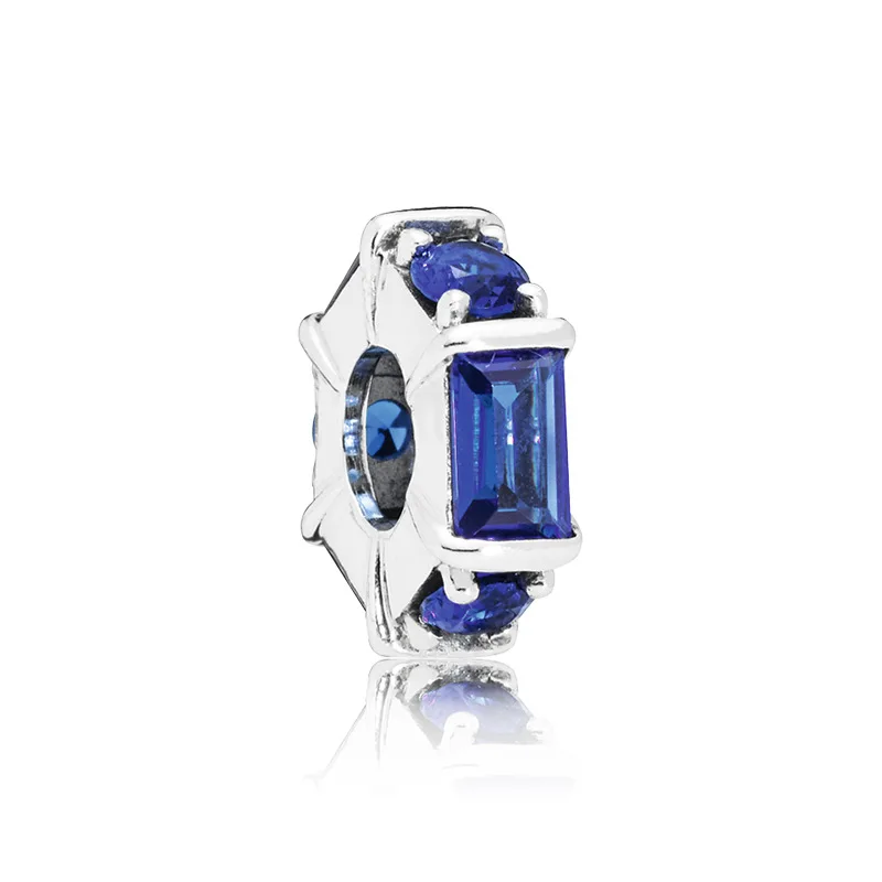 Новинка, браслет Pandora Charms, подвеска, брелок, ювелирные изделия для женщин, сердце, браслет с голубыми кристаллами, сделай сам, бусы - Цвет: A1568 blue