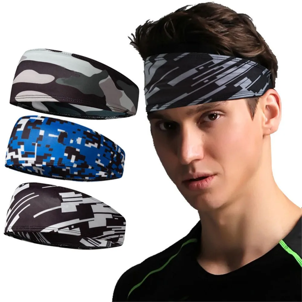 

Men Camouflage soft Hair Head Band Sweatband comfortable Headband Stretch Wrap Elastic Sports Gym L50/0108