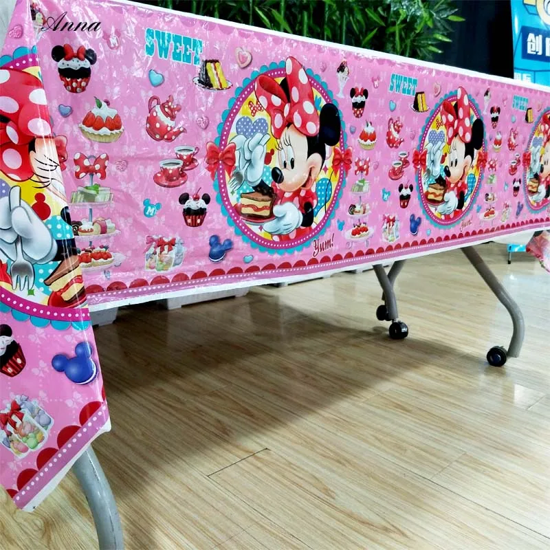 2.2m Disney Minnie Mouse Tablecloth Cartoon Theme Party Kids/Boys Happy
