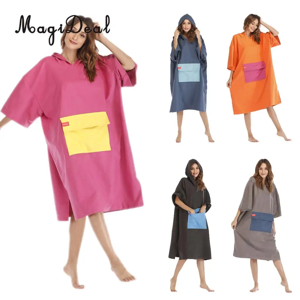 Foldable Surf Wetsuit Changing Robe Beach Hooded Poncho Microfiber Quickly Drying Swimming Bathrobe Home Bath Towel