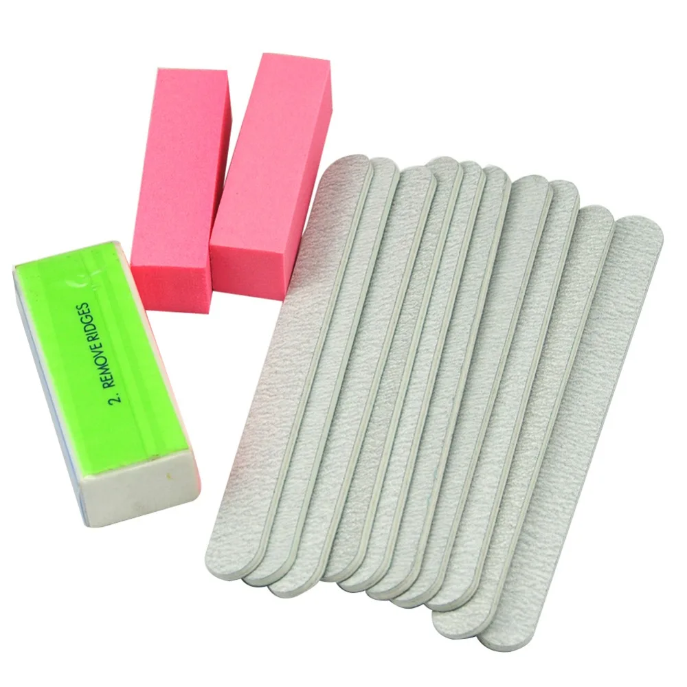 

13 pcs/Lot Nail File Sanding Files 100/180 Buffer Block Nail Gel Tips Polish Remover File Manicure Pedicure Nail Art Tools Kit