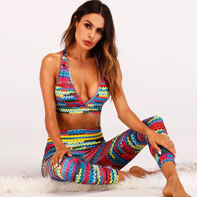 2018 Fashion Knitting Yarn Print Patchwork Leggings Women Fitness  Sporting Leggings Women Trousers Pants Female Clothing