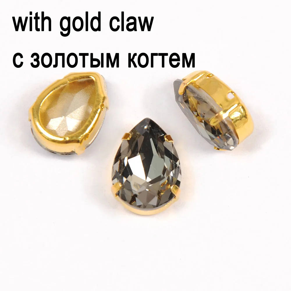 Стразы с черным бриллиантом для шитья одежды с медными когтями, аксессуары для шитья, украшения для изготовления ювелирных изделий - Цвет: Crystal with gold