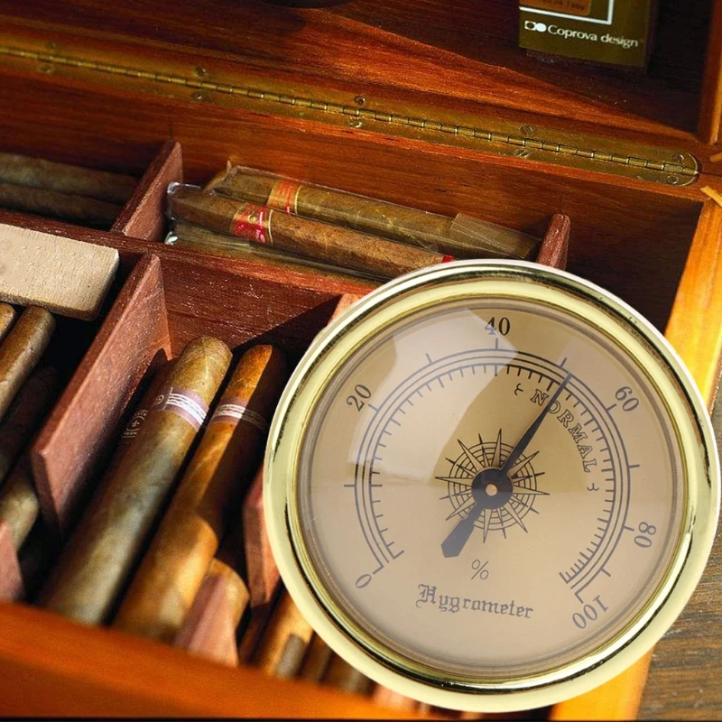 OOTDTY курение сигар измерения и гигрометром декоративные часы для Влажности Увлажняющий Крем 45 мм круглые золотые измерительный инструмент