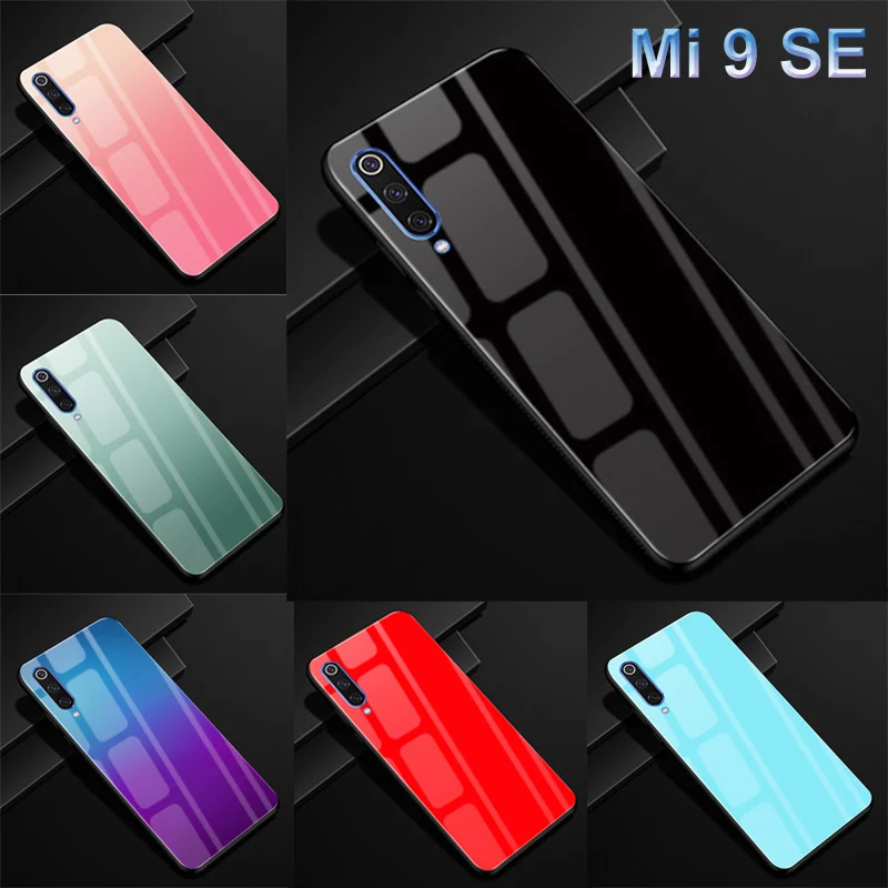 

For Xiaomi Mi 9 SE Case Gradient Hard Tempered Glass Back Cover For Xiaomi mi9 SE Case Silicone Bumper For Xiaomi mi 9SE Cover