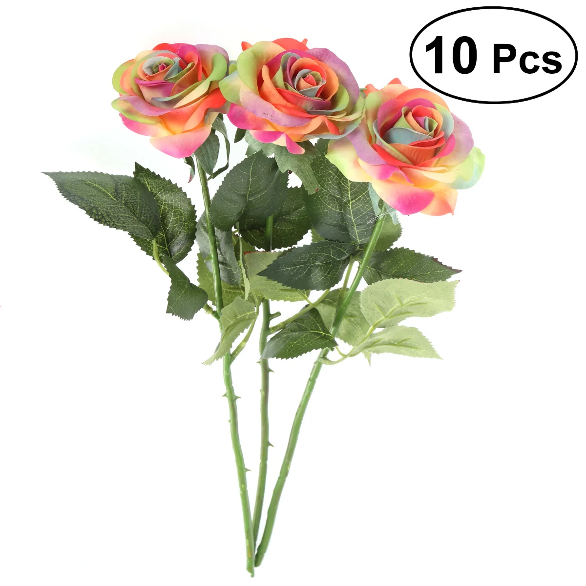 10pcs Silk Artificial Flower Fake Floral Rose Flower Simulation Rose