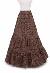 Печать с длинным викторианской юбка Викторианский французский плиссированные собрались суеты Юбки для женщин