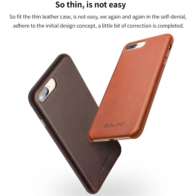 

QIALINO Business Genuine Leather Back Cover for iPhone 8 Plus Ultra Thin Pure Handmade Phone Case for iPhone 8 for 4.7/5.5 inch
