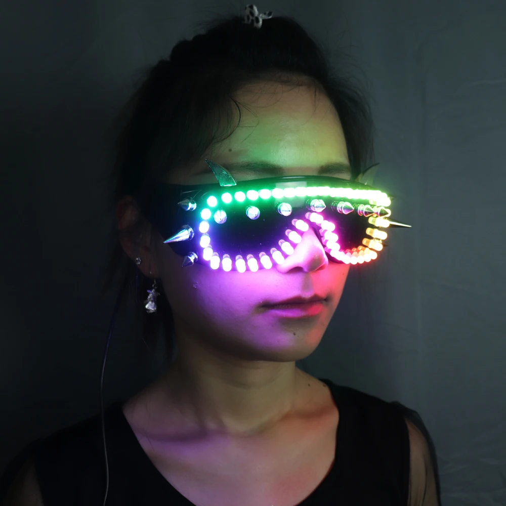 

Pixel Smart LED Goggles Full Color Laser Glasses with Pads Intense Multi-colored 350 Modes Rave EDM Party Glasse