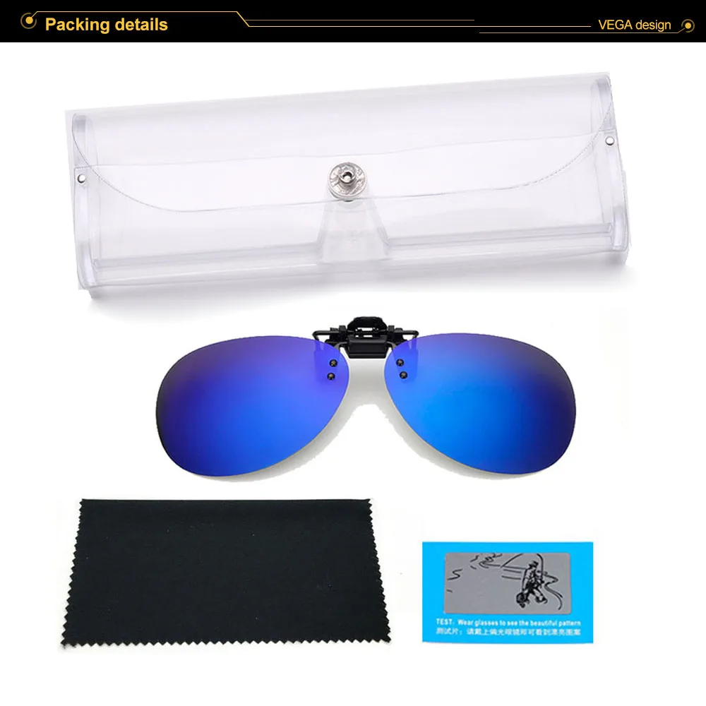 VEGA Polarized Clip On Sunglasses Men Women Pilot Fit Over Glasses with Box Flip Up Sunglasses for Prescription Glasses 236  (5)
