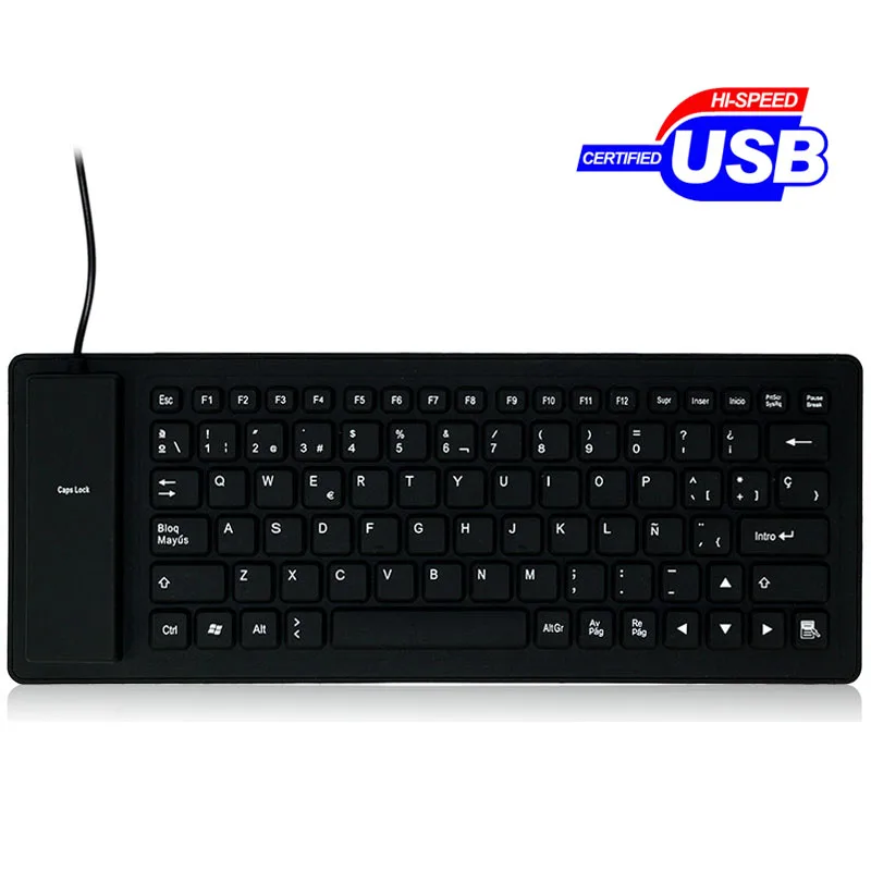 Spanish Language 84 Key Wired Folding Soft Flexible Silicone Keyboard for ASUS Lenovo Acer