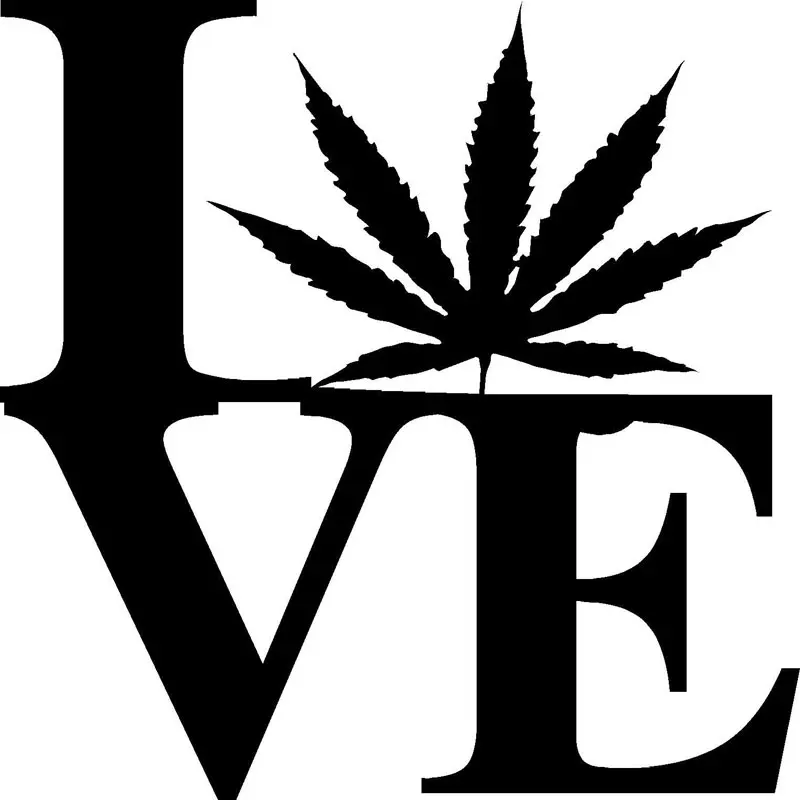 14CM*14CM Love With Pot Leaf Decal Or Car Weed Car Styling Accessories