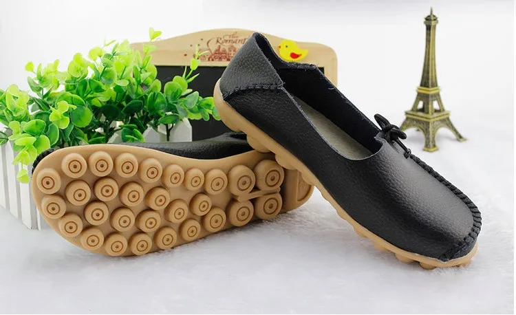 2016 New Real Leather Woman Flats Moccasins Mother Loafers Lacing Female Driving Casual Shoes In 16 Colors Size 34-44 ST179 (14)