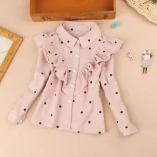 Школьная блузка для девочек на От 3 до 15 лет; сезон весна-осень; Детские рубашки; рубашка с длинными рукавами; топы для девочек; одежда для маленьких девочек-подростков; JW4188A