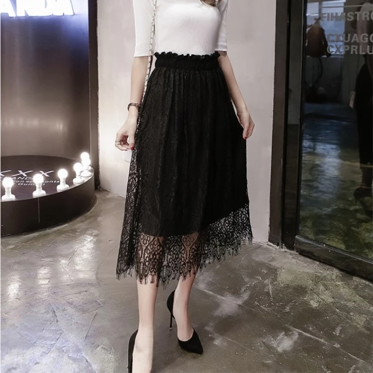 2017 nuevas mujeres sexy Encaje Faldas moda mujer falda de sección larga jupe alta cintura Falda corta del hueco alta short skirt|lace skirt womenlace skirt - AliExpress