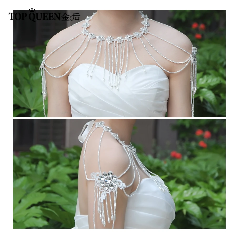 

TOPQUEEN G03 Custom Made Pearls Bolero Jackets For Evening Dresses Free Shipping Wedding Wraps Cheap Bridal Shawls