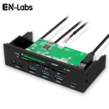 EN-Labs 5.25 PC Computer Front panel USB 2.0 card reader with 3 ports USB3.0,Type-C, eSATA,MD,SD/MMC,XD,TF,M2,MS,64G CF Reader usb hub 3 ports usb data transmission hub station ms m2 sd mmc tf card reader