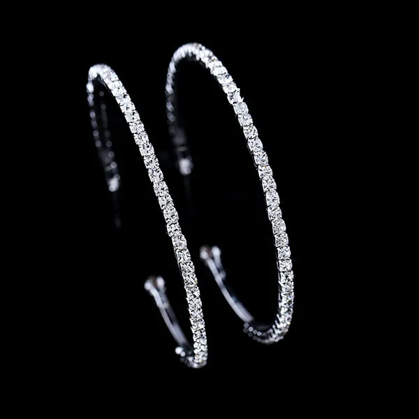 30mm 40mm 50mm 60mm Rhinestones Crystal Hoop Earrings White Gold 30mm 40mm 50mm 60mm Rhinestones Crystal Hoop Earrings White Gold Color For
