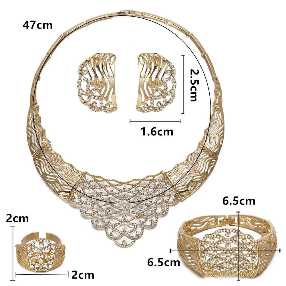 MuKun Модные Золотые Ювелирные наборы из Дубаи для женщин, Кристальные серьги, нигерийские бусы, ожерелье, ювелирный набор для свадьбы, модные ювелирные изделия