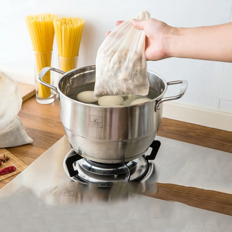 5Pcs 18*20cm Kitchen Cooking Supplies Cotton Drawstring Filter Pockets