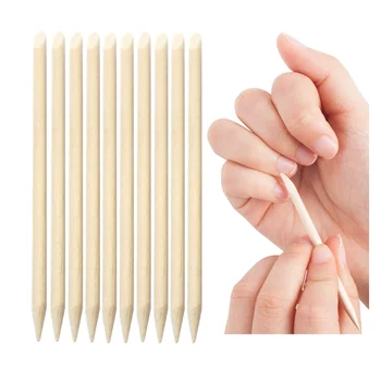 

Nail Art Orange Wood Sticks Cuticle Pusher 10 Pcs Remover Spade Shape Sharp Tip Manicure Nails Tool Two-End Nail Treatment Set