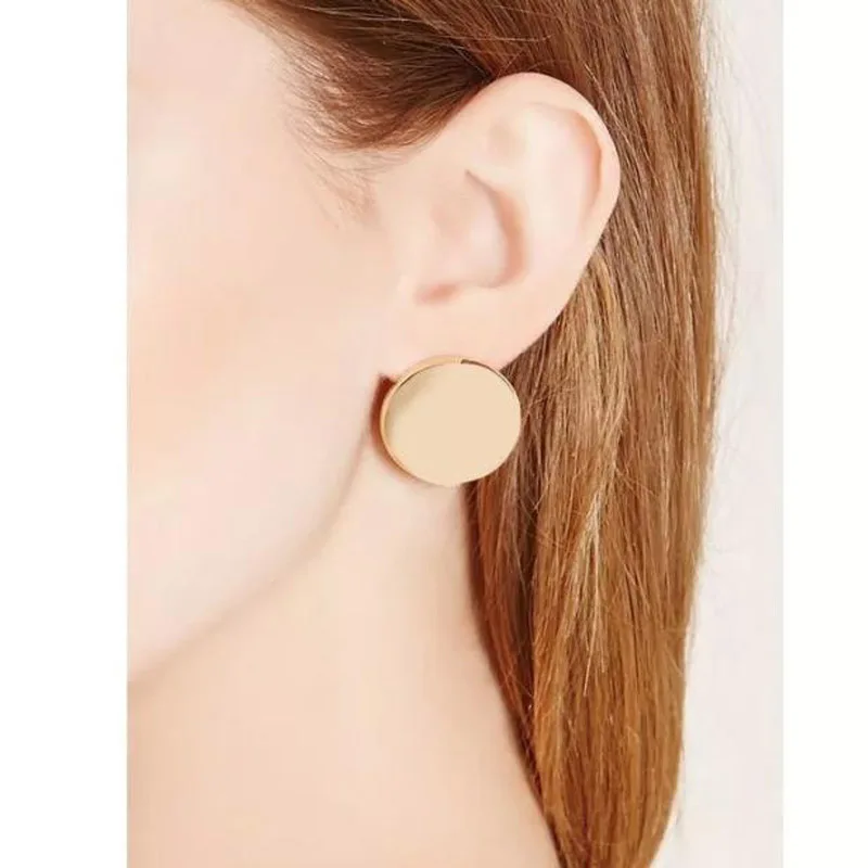 

New Design Fashionable Simple Handmade Circle Stud Earrings For Women Pendientes Mujer Oorbellen Bijoux