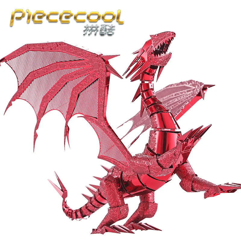 

Piececool 3D Metal Puzzle Figure Toy Dragon Flame model Educational Puzzle 3D Models Gift jigsaw Toys For Children adult kids