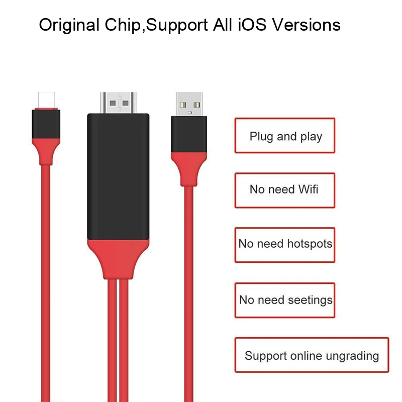 Wifi HDMI адаптер+ USB кабель подключение 2в1 телефон к телевизору дисплей Airplay экран зеркалирование для iPhone iOS HUAWEI P20 P30 LG Android