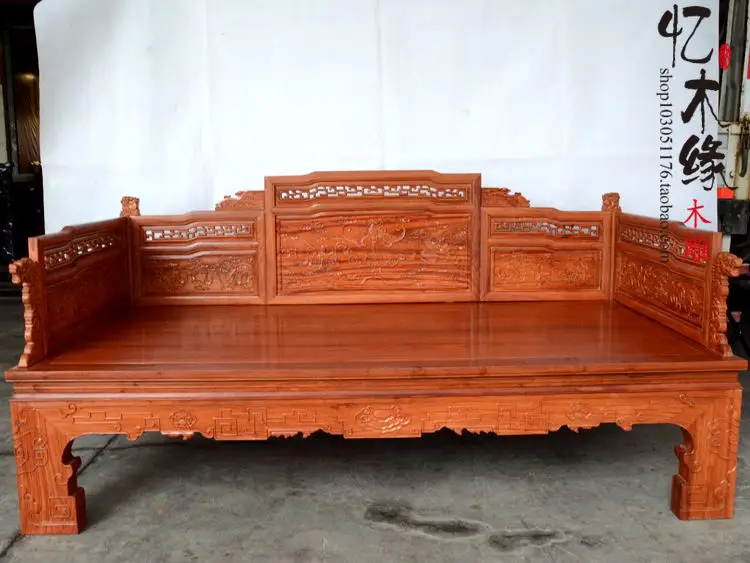 Dongyang rosewood arhat bed solid wood furniture rosewood sofa bed Chinese antique Ming and Qing lion Luo Hanchuang