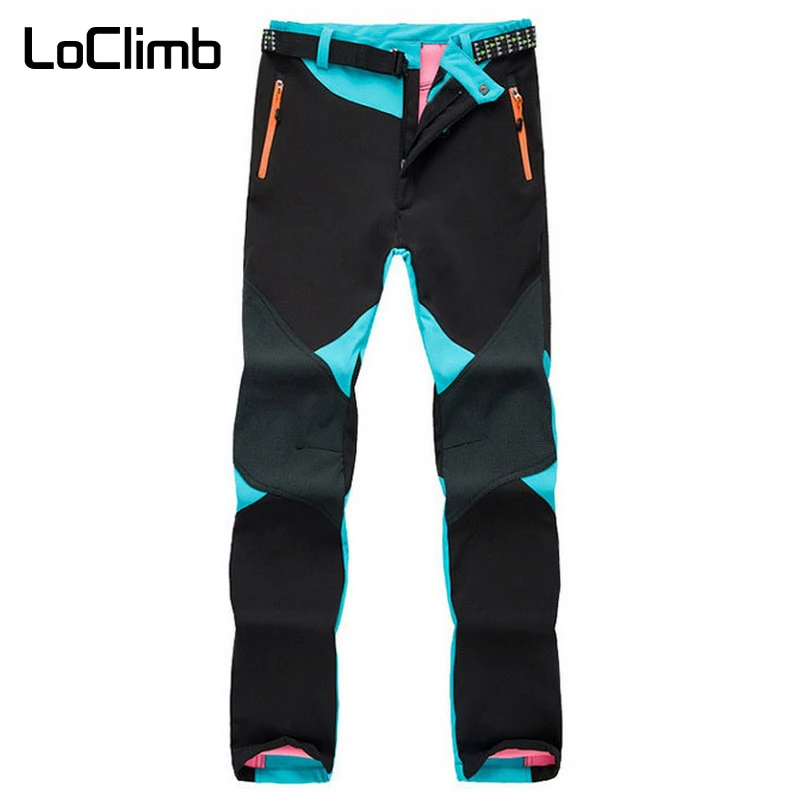 

LoClimb Winter Waterproof Windproof Ski Pants Women Outdoor Sport Softshell Trousers Trekking Climbing Fleece Warm Pants,AW086