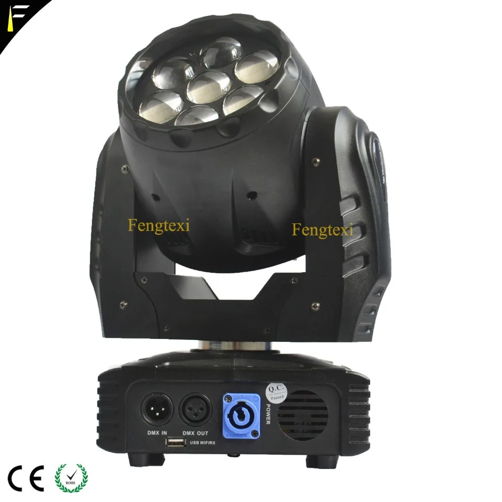 Новый компактный 9 ~ 50 градусов Zoom 7x12 Вт светодиодный моющийся Moving Head Spot RGBW с IEC 10A