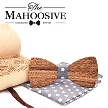MAHOOSIVE из дерева ручной работы свадебные бабочкой гравате Галстуки для Для мужчин Костюмы аксессуары Для мужчин s деревянные галстуки-бабочки с карманом квадратные коробки