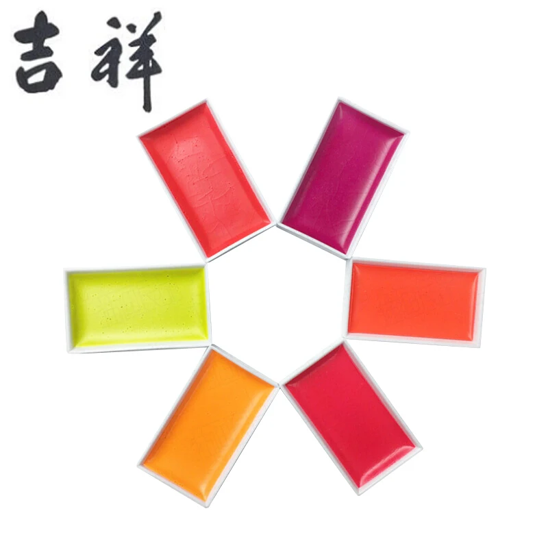 Sakura Kissho Solid Watercolor Paints Highlight Fluorescent Paints Set 6 Colors Japan watercolor painting set watercolor paint watercolor pigment