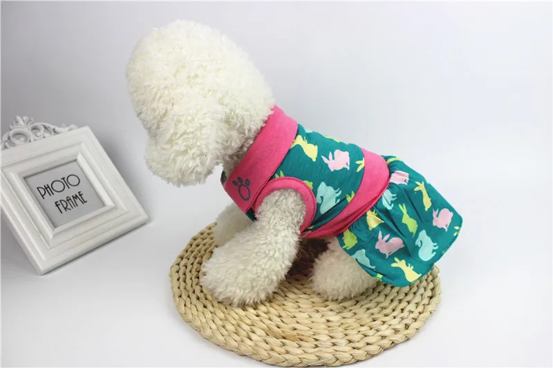 Кролик Ruby милой собачки летнее платье Мягкий хлопок печати Лук Pet Puppy Одежда для отдыха собаки животные Костюмы XS размеры s m l xl юбка 2 s