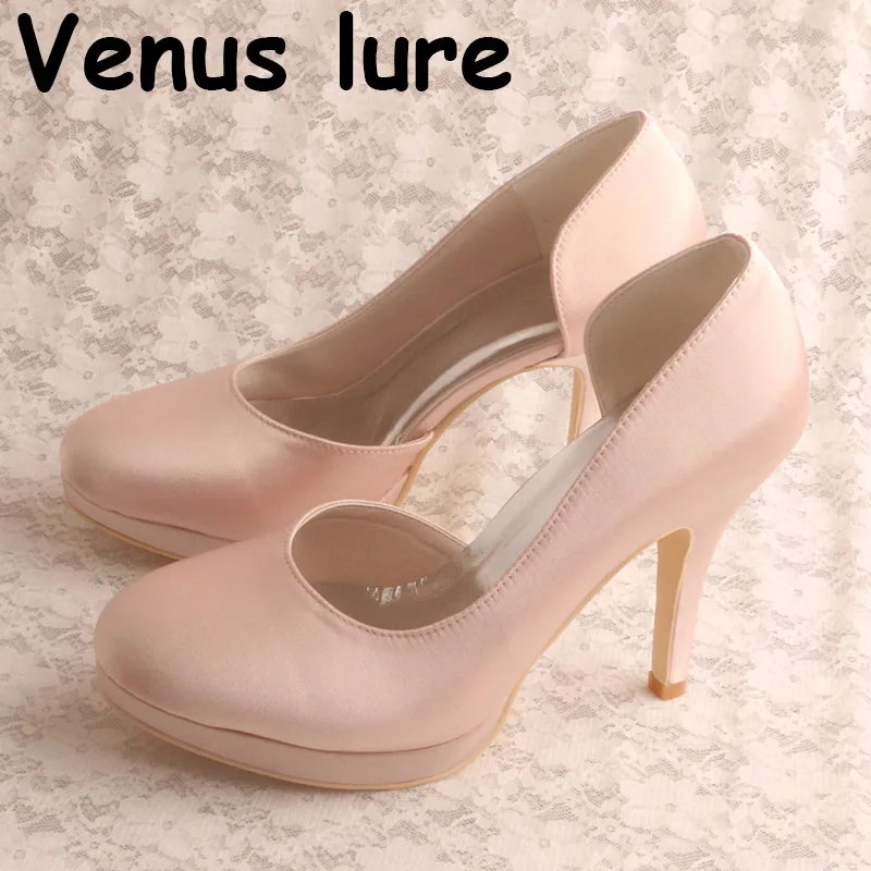 

Venus lure Custom Handmade Blush Platform Wedding Bridal Shoes Closed Toe High Heel