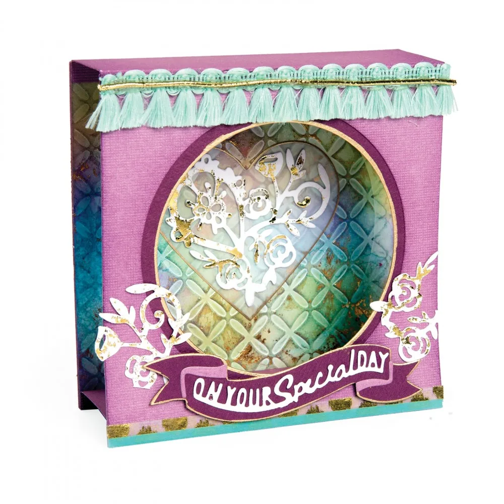 

Shadow Box Flower Heart Metal Cutting Dies Stencils for DIY Scrapbooking Album Photo Paper Cards Making Crafts Embossing Decor