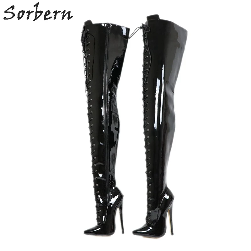 Sorbern 80Cm Crotch Thigh High Women Boots High Heels Shoes Ladies