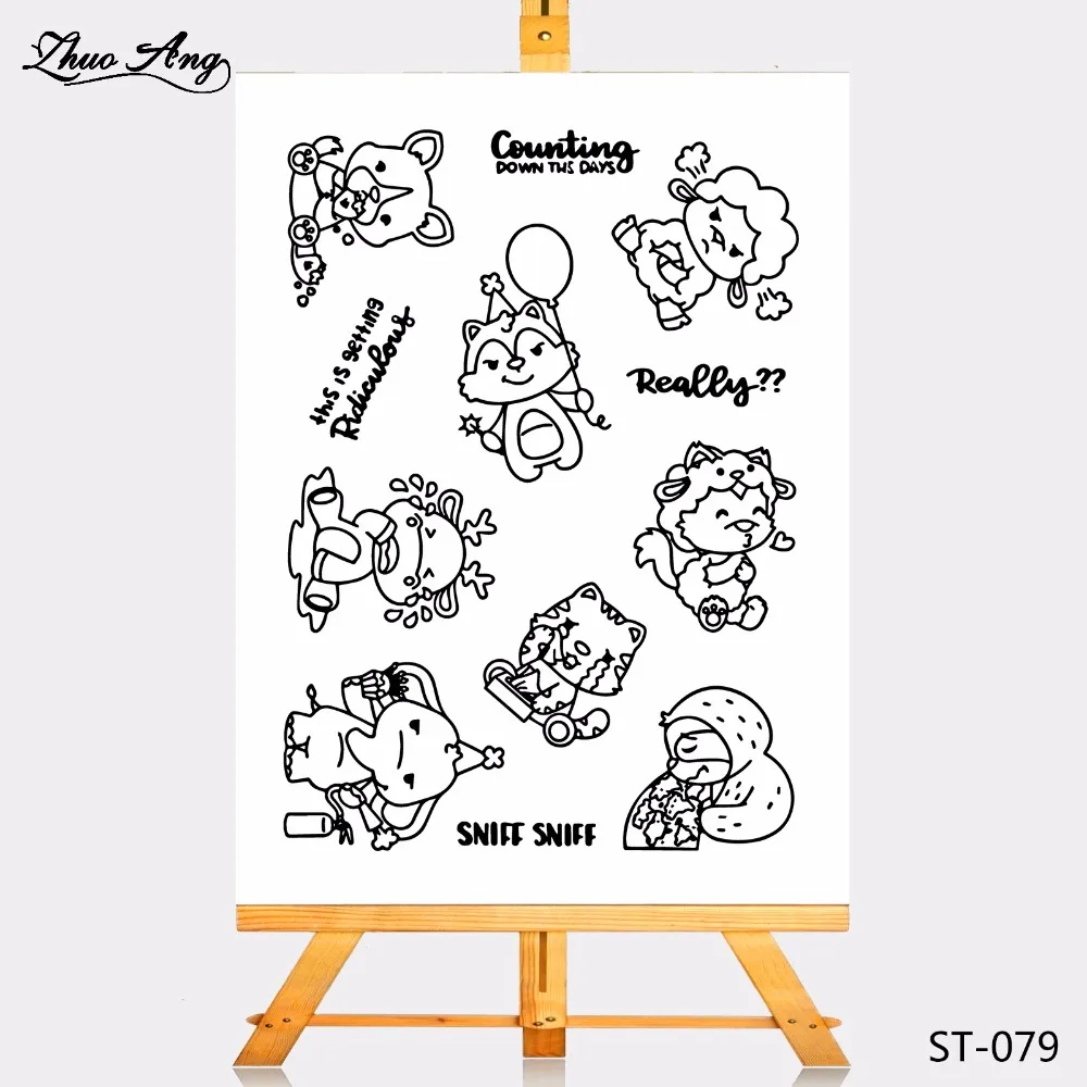 

ZhuoAng Cute animals Rubber Clear Stamps and Cutting Dies Set for Scrapbooking Photo Album Card Making DIY Decoration Supp