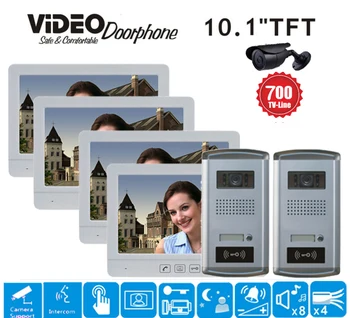 

ZHUDELE 10.1" Luxury Display Wired Video Door Phone Touch button Doorbell Intercom IR 700TVL HD Home Security System ID Card 2V4