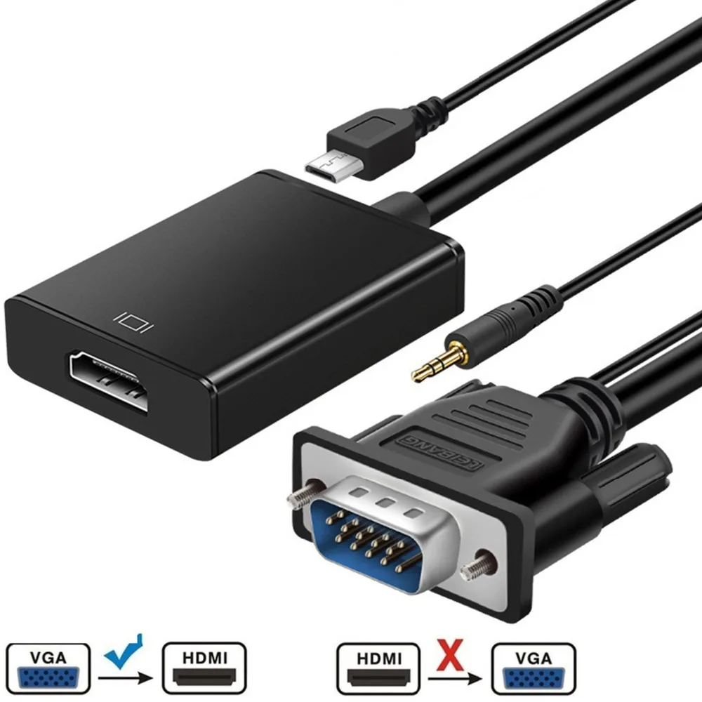 VGA в HDMI конвертер адаптер Выход 1080 P HD с аудио VGA2HDMI ТВ видео из AV в HD ТВ видео кабель конвертер адаптер для ТВ ПК